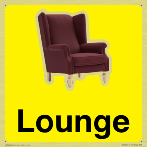 Lounge Dementia Friendly Yellow SIgn
